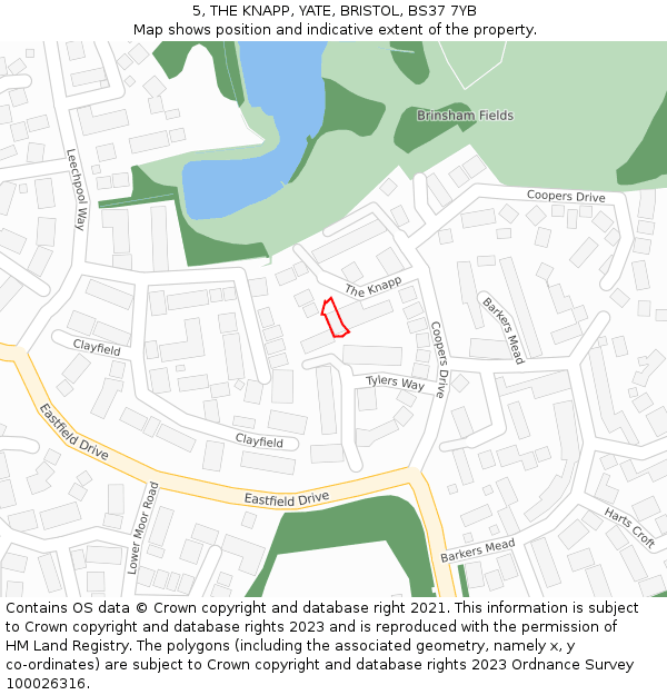 5, THE KNAPP, YATE, BRISTOL, BS37 7YB: Location map and indicative extent of plot