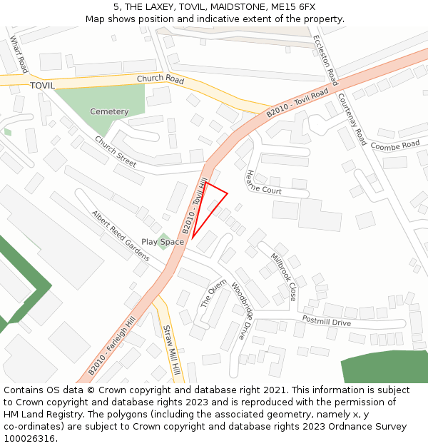 5, THE LAXEY, TOVIL, MAIDSTONE, ME15 6FX: Location map and indicative extent of plot