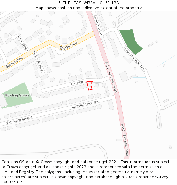 5, THE LEAS, WIRRAL, CH61 1BA: Location map and indicative extent of plot