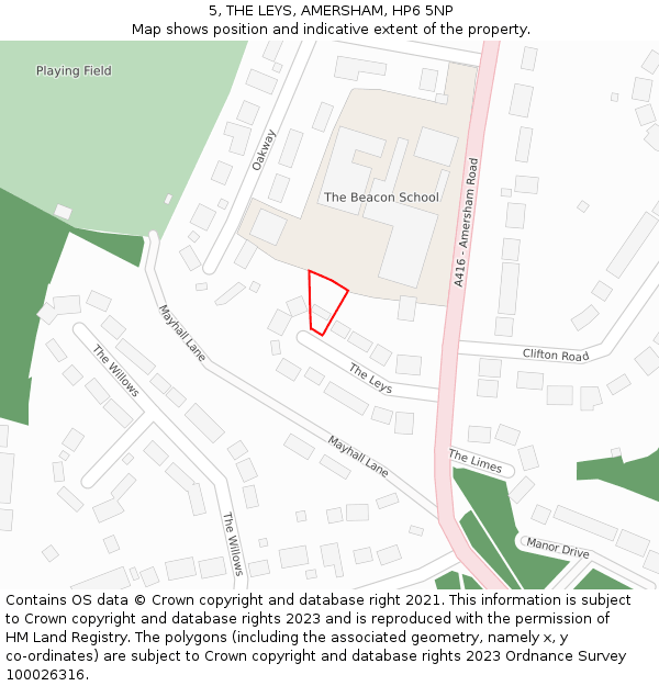 5, THE LEYS, AMERSHAM, HP6 5NP: Location map and indicative extent of plot