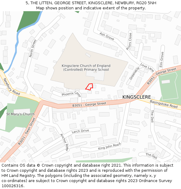 5, THE LITTEN, GEORGE STREET, KINGSCLERE, NEWBURY, RG20 5NH: Location map and indicative extent of plot