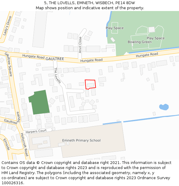 5, THE LOVELLS, EMNETH, WISBECH, PE14 8DW: Location map and indicative extent of plot