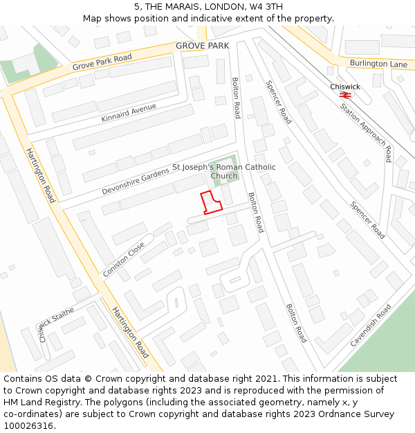 5, THE MARAIS, LONDON, W4 3TH: Location map and indicative extent of plot