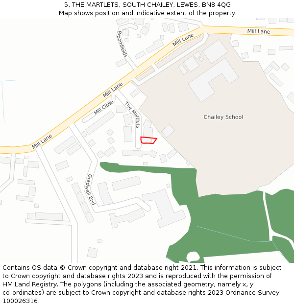 5, THE MARTLETS, SOUTH CHAILEY, LEWES, BN8 4QG: Location map and indicative extent of plot