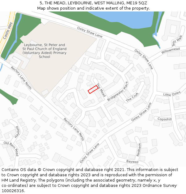 5, THE MEAD, LEYBOURNE, WEST MALLING, ME19 5QZ: Location map and indicative extent of plot