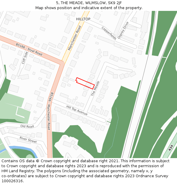 5, THE MEADE, WILMSLOW, SK9 2JF: Location map and indicative extent of plot