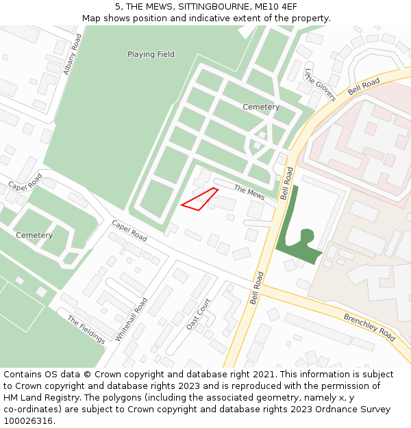 5, THE MEWS, SITTINGBOURNE, ME10 4EF: Location map and indicative extent of plot