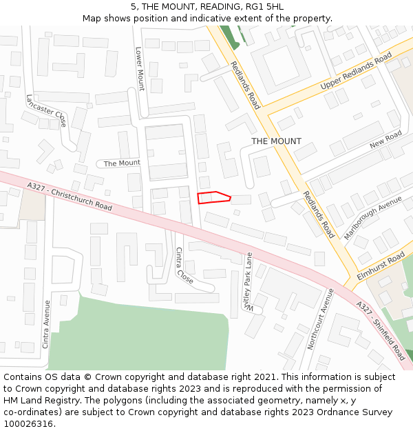 5, THE MOUNT, READING, RG1 5HL: Location map and indicative extent of plot