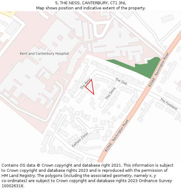 5, THE NESS, CANTERBURY, CT1 3NL: Location map and indicative extent of plot