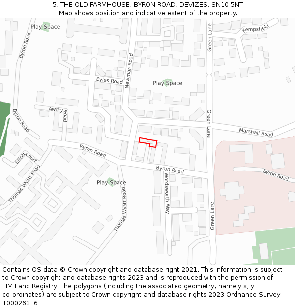 5, THE OLD FARMHOUSE, BYRON ROAD, DEVIZES, SN10 5NT: Location map and indicative extent of plot