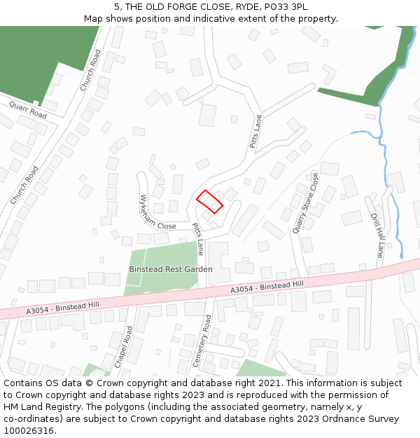 5, THE OLD FORGE CLOSE, RYDE, PO33 3PL: Location map and indicative extent of plot