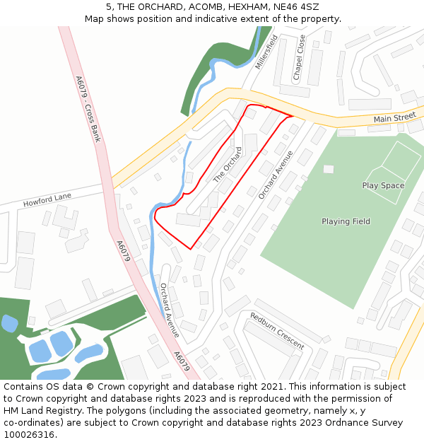5, THE ORCHARD, ACOMB, HEXHAM, NE46 4SZ: Location map and indicative extent of plot