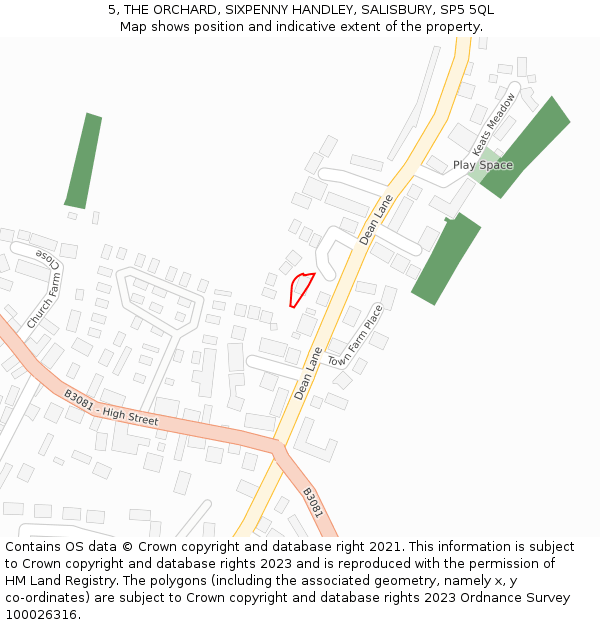 5, THE ORCHARD, SIXPENNY HANDLEY, SALISBURY, SP5 5QL: Location map and indicative extent of plot