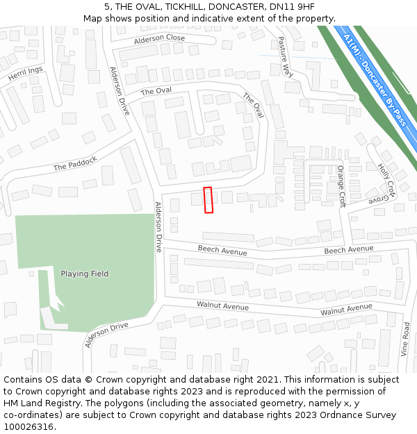 5, THE OVAL, TICKHILL, DONCASTER, DN11 9HF: Location map and indicative extent of plot
