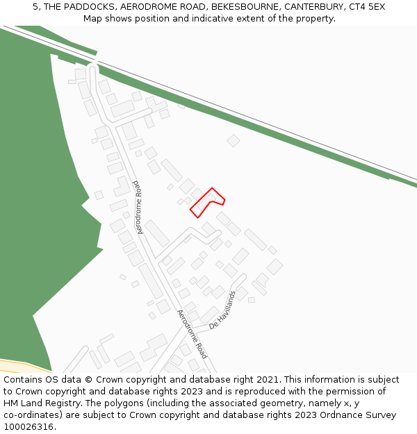 5, THE PADDOCKS, AERODROME ROAD, BEKESBOURNE, CANTERBURY, CT4 5EX: Location map and indicative extent of plot