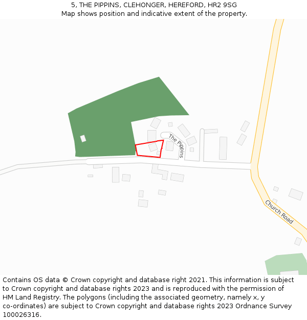 5, THE PIPPINS, CLEHONGER, HEREFORD, HR2 9SG: Location map and indicative extent of plot