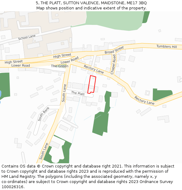 5, THE PLATT, SUTTON VALENCE, MAIDSTONE, ME17 3BQ: Location map and indicative extent of plot