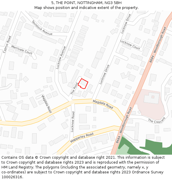 5, THE POINT, NOTTINGHAM, NG3 5BH: Location map and indicative extent of plot
