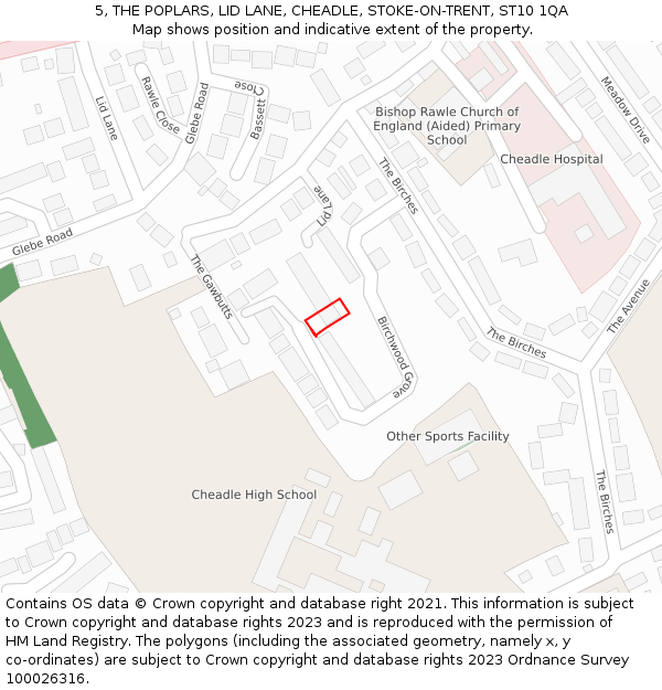 5, THE POPLARS, LID LANE, CHEADLE, STOKE-ON-TRENT, ST10 1QA: Location map and indicative extent of plot