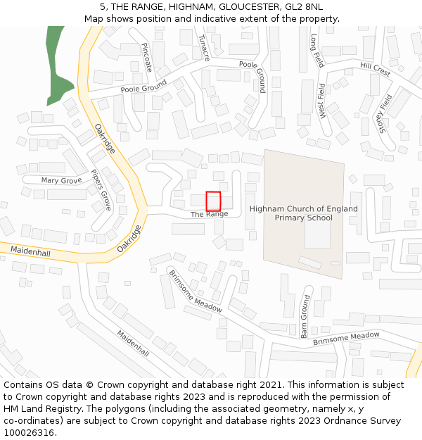 5, THE RANGE, HIGHNAM, GLOUCESTER, GL2 8NL: Location map and indicative extent of plot