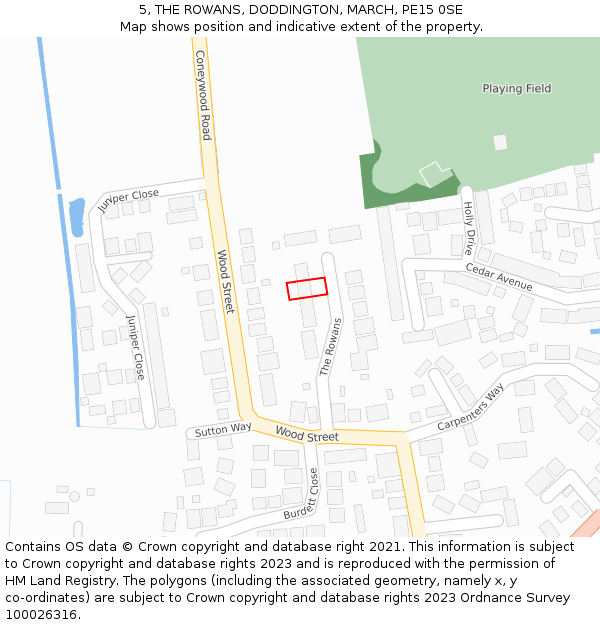 5, THE ROWANS, DODDINGTON, MARCH, PE15 0SE: Location map and indicative extent of plot