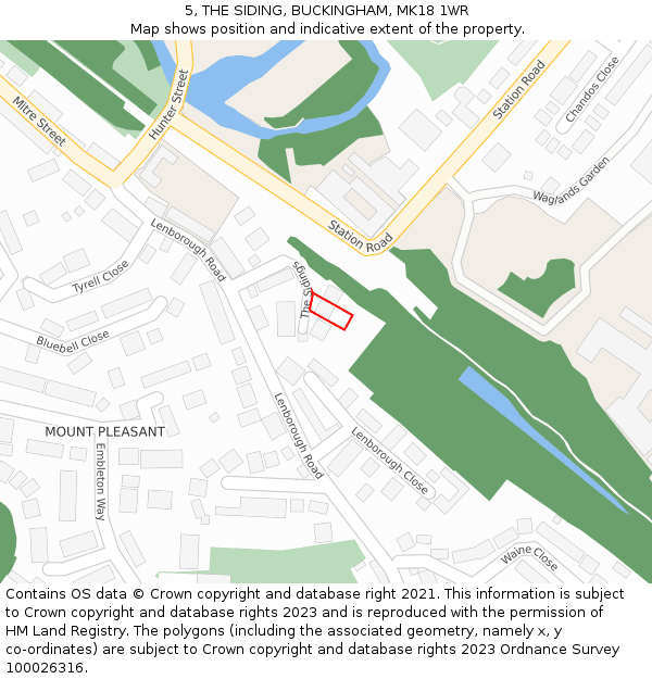 5, THE SIDING, BUCKINGHAM, MK18 1WR: Location map and indicative extent of plot