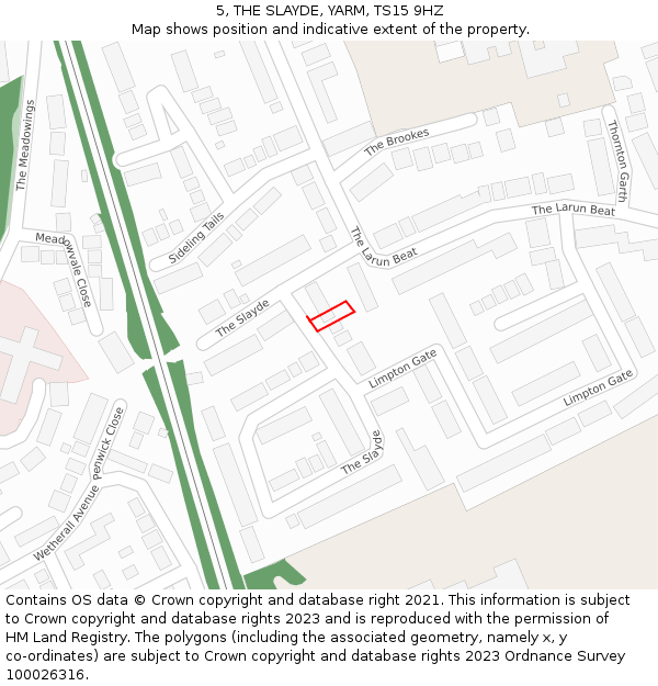 5, THE SLAYDE, YARM, TS15 9HZ: Location map and indicative extent of plot