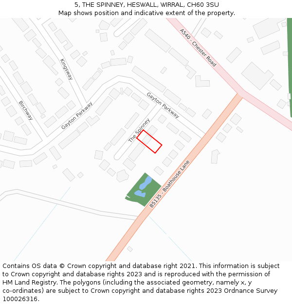 5, THE SPINNEY, HESWALL, WIRRAL, CH60 3SU: Location map and indicative extent of plot