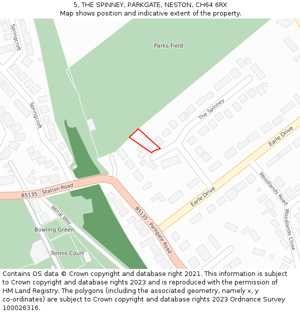 5, THE SPINNEY, PARKGATE, NESTON, CH64 6RX: Location map and indicative extent of plot