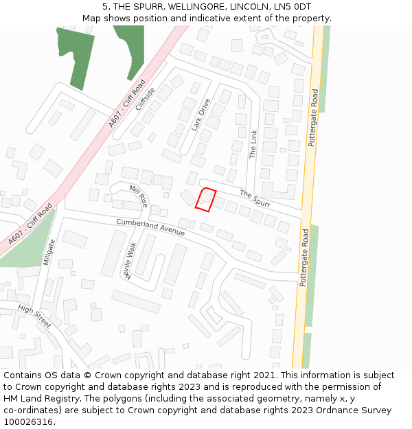 5, THE SPURR, WELLINGORE, LINCOLN, LN5 0DT: Location map and indicative extent of plot