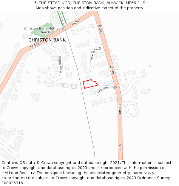 5, THE STEADINGS, CHRISTON BANK, ALNWICK, NE66 3HS: Location map and indicative extent of plot