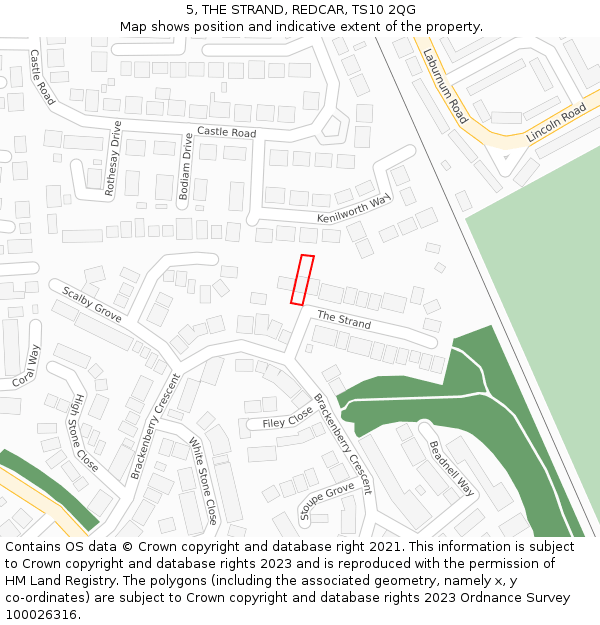 5, THE STRAND, REDCAR, TS10 2QG: Location map and indicative extent of plot