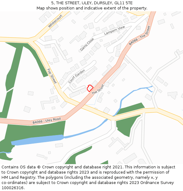 5, THE STREET, ULEY, DURSLEY, GL11 5TE: Location map and indicative extent of plot