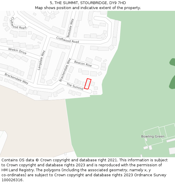 5, THE SUMMIT, STOURBRIDGE, DY9 7HD: Location map and indicative extent of plot