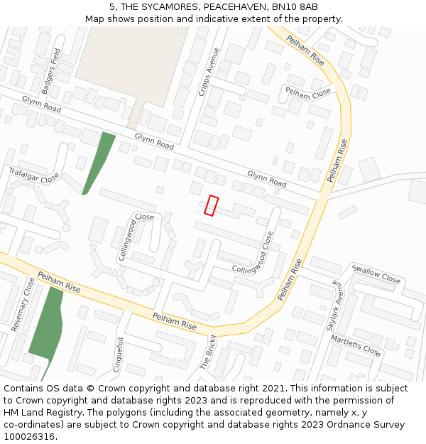 5, THE SYCAMORES, PEACEHAVEN, BN10 8AB: Location map and indicative extent of plot