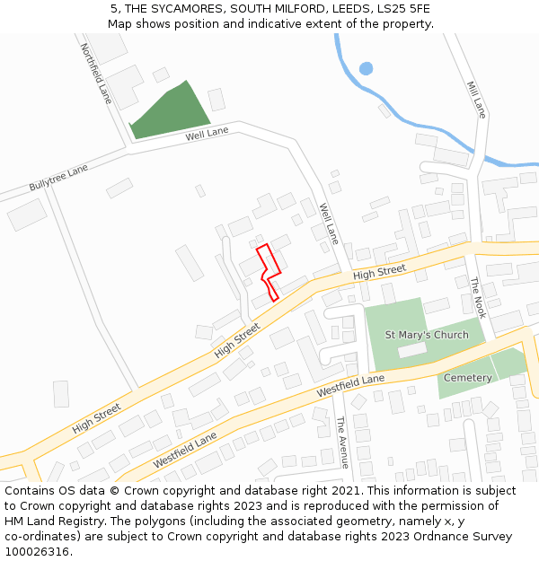 5, THE SYCAMORES, SOUTH MILFORD, LEEDS, LS25 5FE: Location map and indicative extent of plot