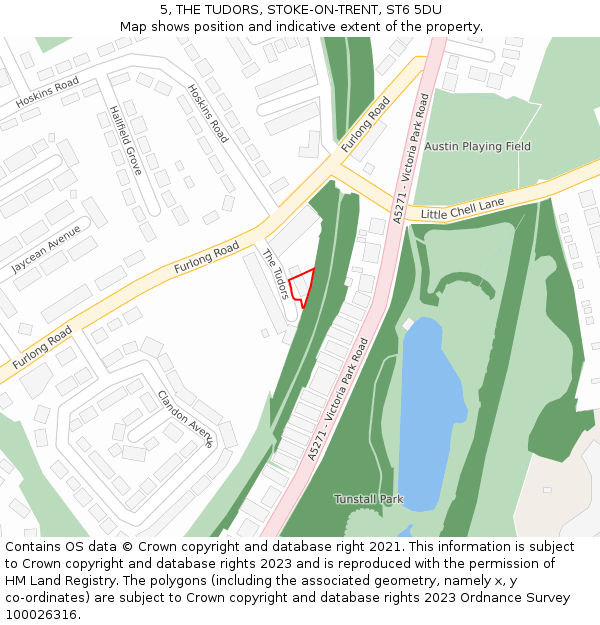 5, THE TUDORS, STOKE-ON-TRENT, ST6 5DU: Location map and indicative extent of plot