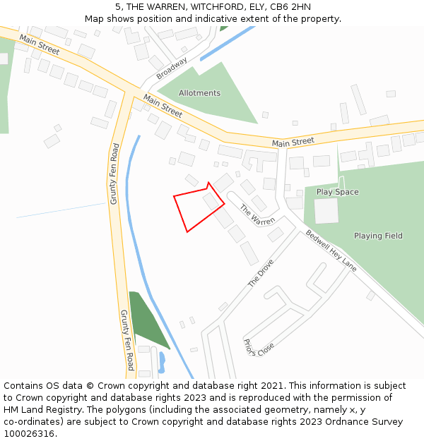 5, THE WARREN, WITCHFORD, ELY, CB6 2HN: Location map and indicative extent of plot