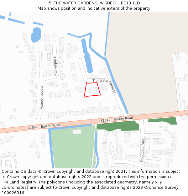 5, THE WATER GARDENS, WISBECH, PE13 1LD: Location map and indicative extent of plot