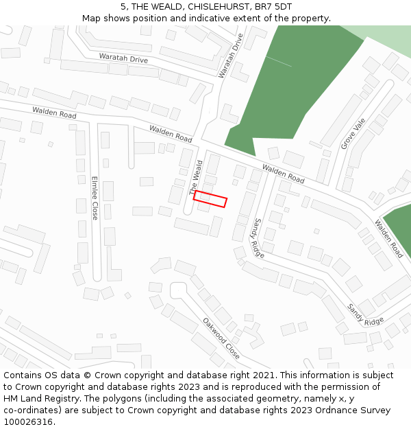 5, THE WEALD, CHISLEHURST, BR7 5DT: Location map and indicative extent of plot