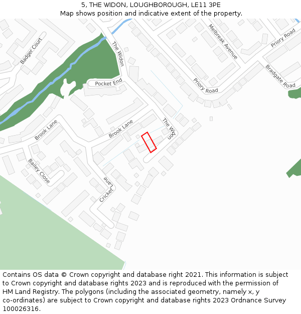 5, THE WIDON, LOUGHBOROUGH, LE11 3PE: Location map and indicative extent of plot