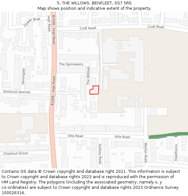 5, THE WILLOWS, BENFLEET, SS7 5RS: Location map and indicative extent of plot