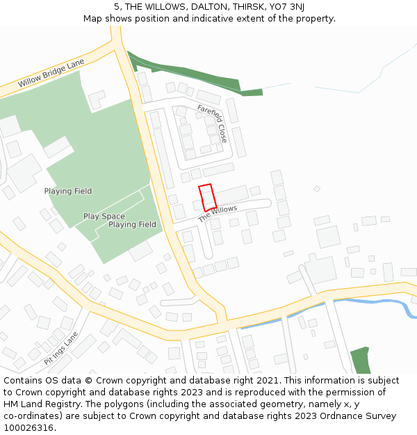 5, THE WILLOWS, DALTON, THIRSK, YO7 3NJ: Location map and indicative extent of plot