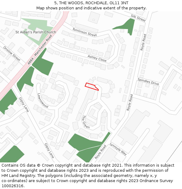 5, THE WOODS, ROCHDALE, OL11 3NT: Location map and indicative extent of plot