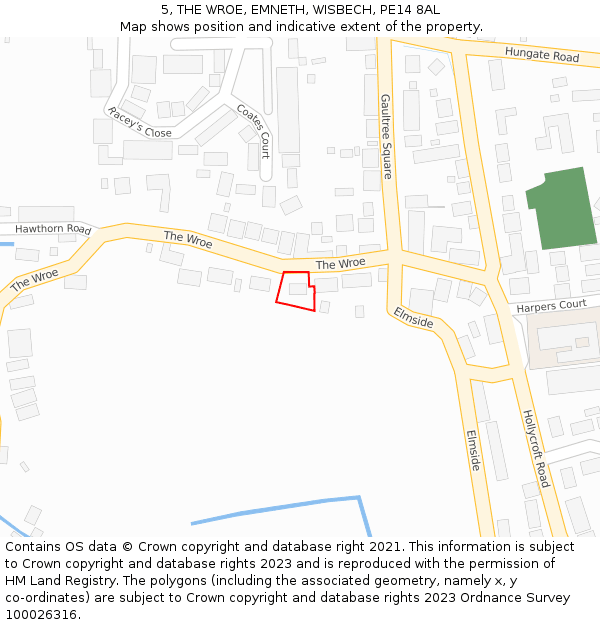 5, THE WROE, EMNETH, WISBECH, PE14 8AL: Location map and indicative extent of plot