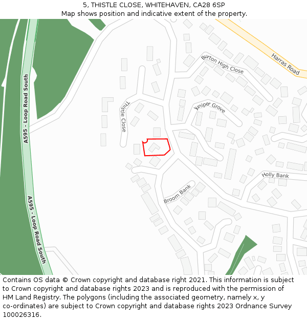 5, THISTLE CLOSE, WHITEHAVEN, CA28 6SP: Location map and indicative extent of plot