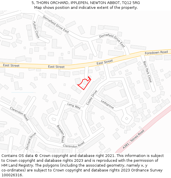 5, THORN ORCHARD, IPPLEPEN, NEWTON ABBOT, TQ12 5RG: Location map and indicative extent of plot