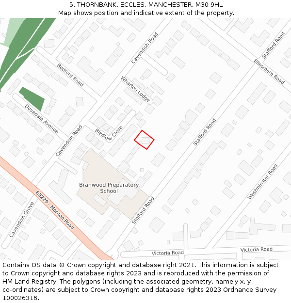 5, THORNBANK, ECCLES, MANCHESTER, M30 9HL: Location map and indicative extent of plot