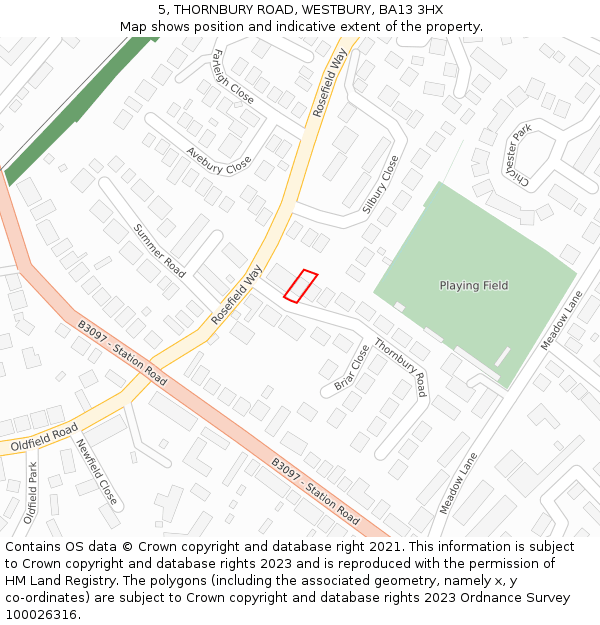 5, THORNBURY ROAD, WESTBURY, BA13 3HX: Location map and indicative extent of plot