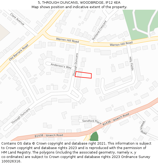 5, THROUGH DUNCANS, WOODBRIDGE, IP12 4EA: Location map and indicative extent of plot